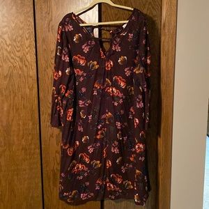 terra & sky Tunic Style Maroon Flowered dress Size 1X